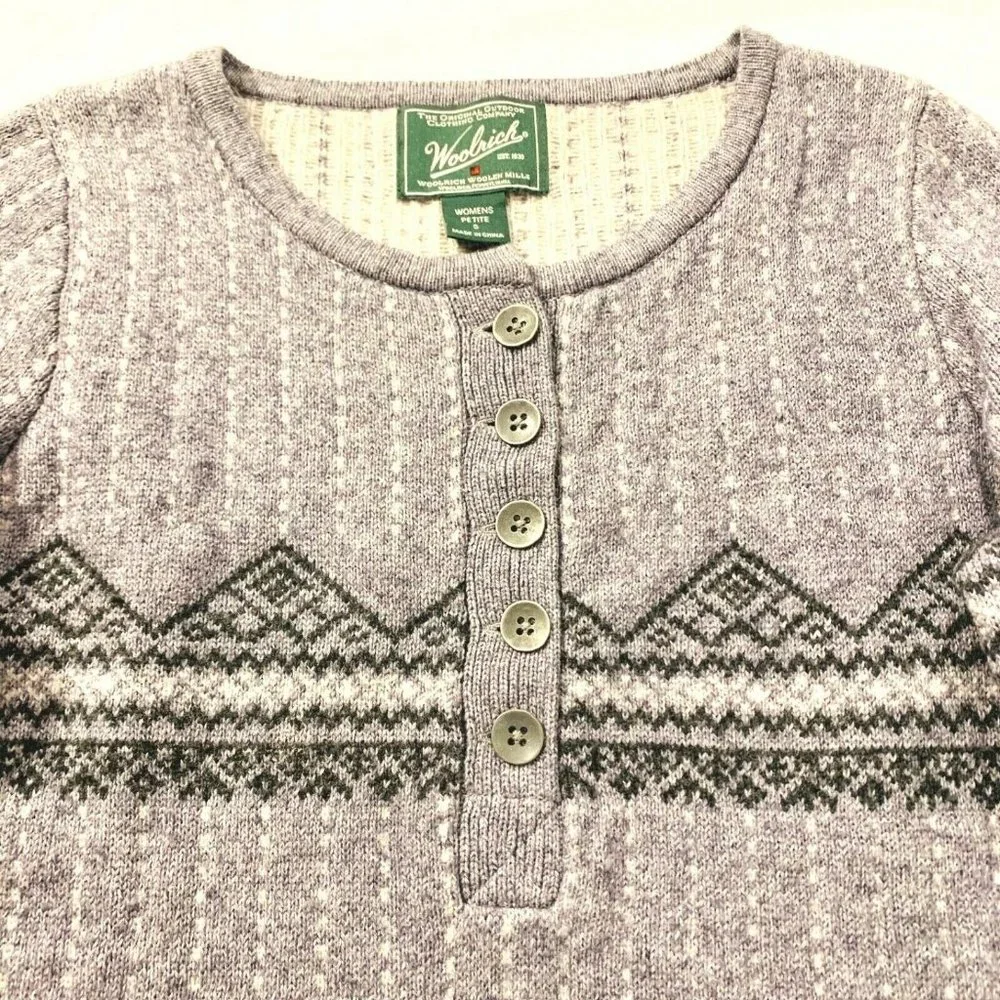 Woolrich Fair Isle Wool Petite Sweater Dress Tunic‎